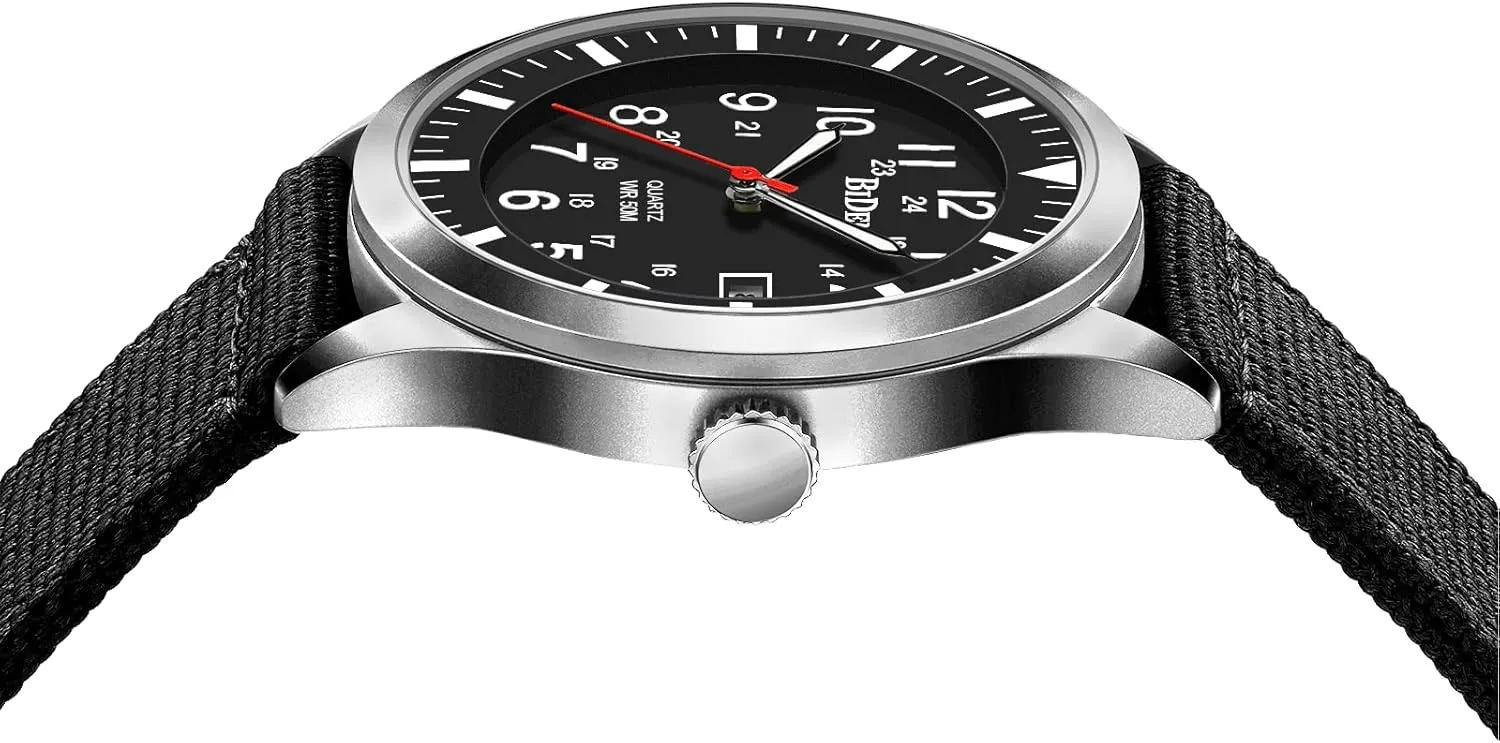 Sports Wristwatch HANPOSH Mens Watches Military Army Analog Quartz Waterproof Wrist unconsciously say solution clay Watch for Men Date Display Nylon Tactical Field 