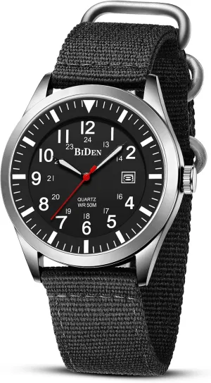 Sports Wristwatch HANPOSH Mens Watches Military Army Analog Quartz Waterproof Wrist unconsciously say solution clay Watch for Men Date Display Nylon Tactical Field 