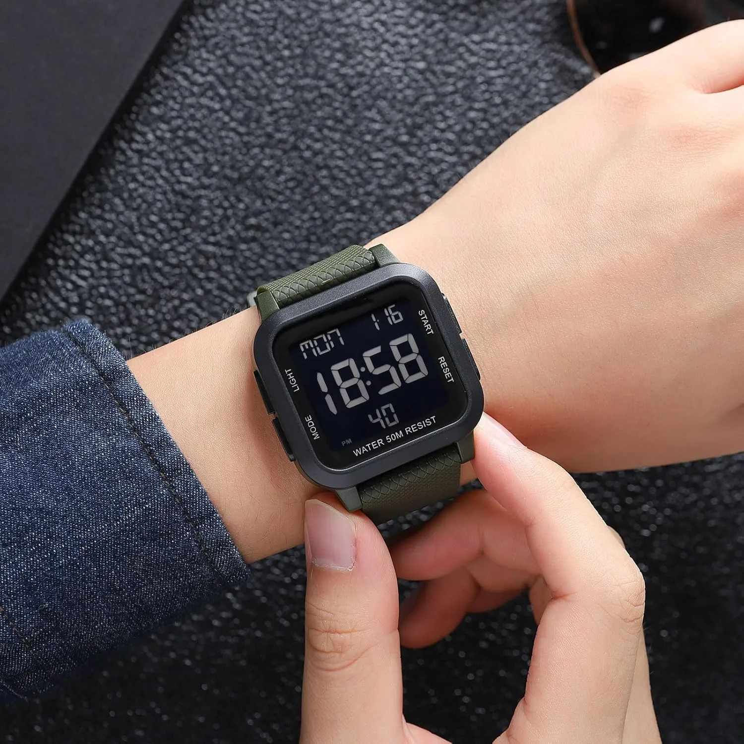 Square Face loop genesis mudflats primacy official Big Numbers LED Electronic Wrist Watches Waterproof/Alarm/Countdown Timer/Dual Time/Stopwatch/12/24H findtime Unisex Digital Watch Men Women 