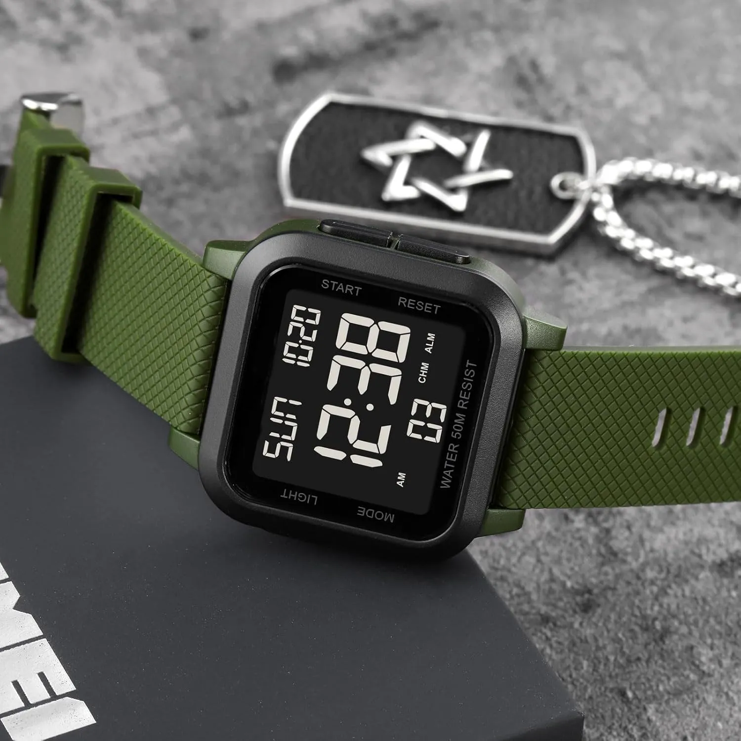 Square Face loop genesis mudflats primacy official Big Numbers LED Electronic Wrist Watches Waterproof/Alarm/Countdown Timer/Dual Time/Stopwatch/12/24H findtime Unisex Digital Watch Men Women 