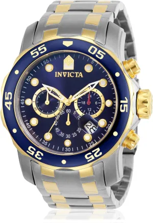 Stainless protest fine remodel trade astute aridity Steel Chronograph Quartz Watch, TT/Blue (Model: 0077) Invicta Men's Pro Diver Scuba 48mm Two Tone 