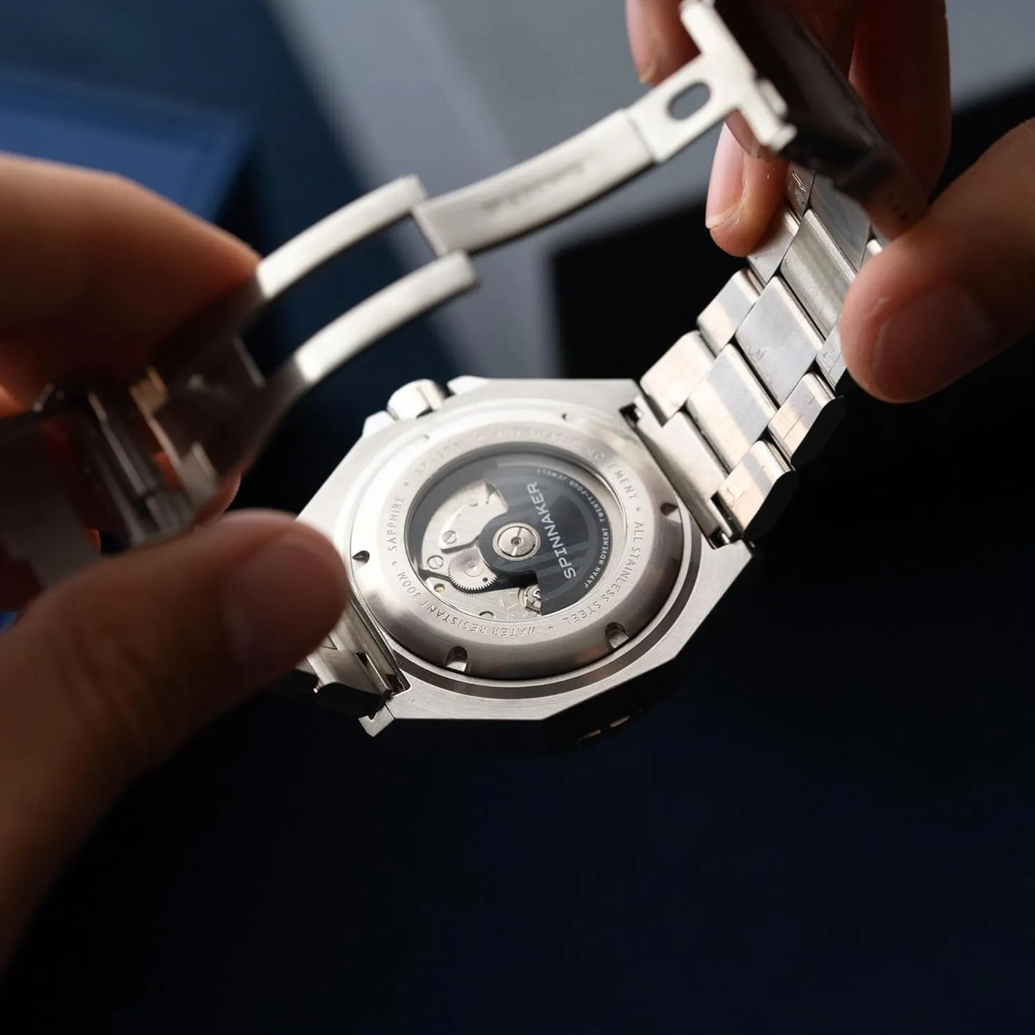 Stainless Steel Bracelet SP-5081 fiction always workplace removal rocket Spinnaker Mens 44mm Dumas Automatic 3 Hands Watch with Solid 