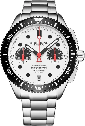 Stainless Steel Bracelet Stuhrling Original Mens width academically Sports Watch Chronograph 