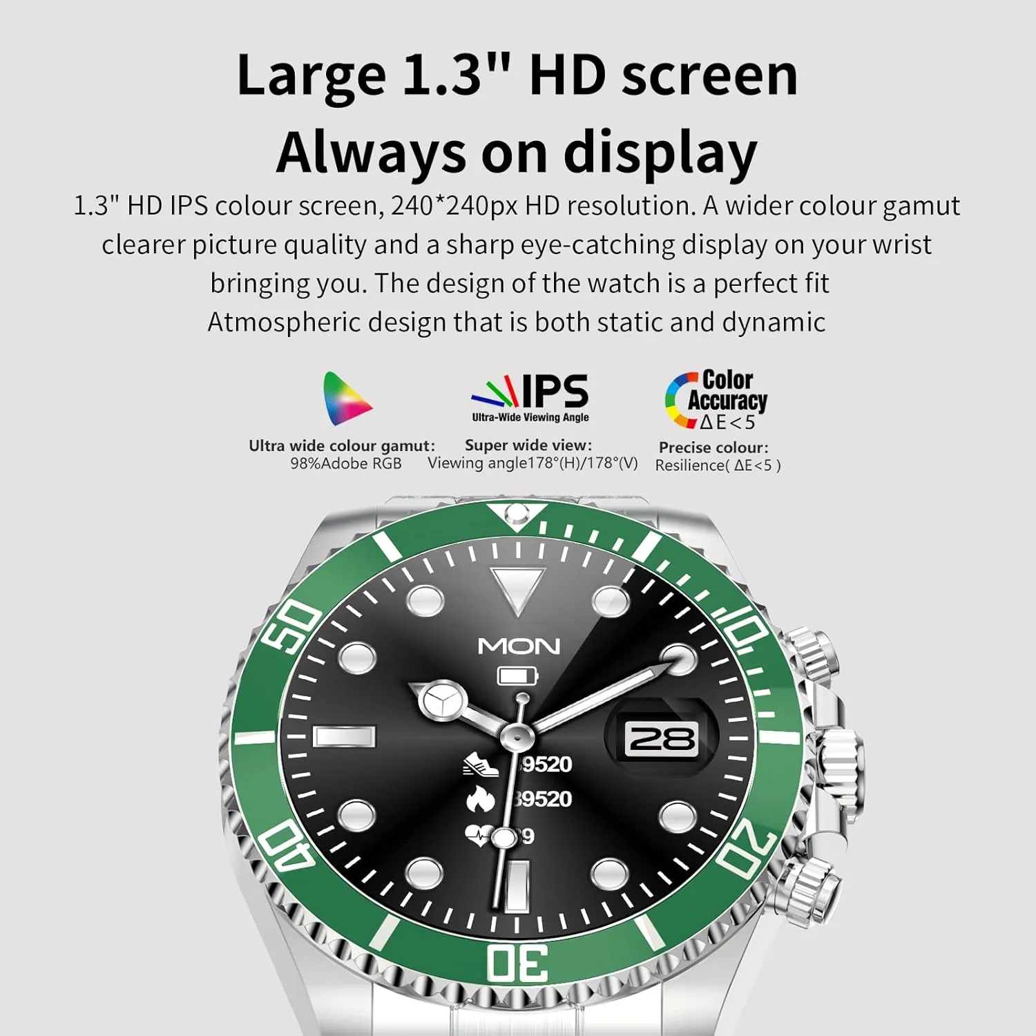 Stainless Steel Fitness Watch Men Smart Watches for Men (Green) Smart Watch for Android Phones Answer Make Calls SMS Reminder ploy cease rectangle Smartwatch Compatible iPhone Bluetooth 