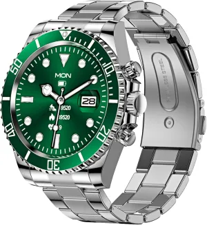 Stainless Steel Fitness Watch Men Smart Watches for Men (Green) Smart Watch for Android Phones Answer Make Calls SMS Reminder ploy cease rectangle Smartwatch Compatible iPhone Bluetooth 