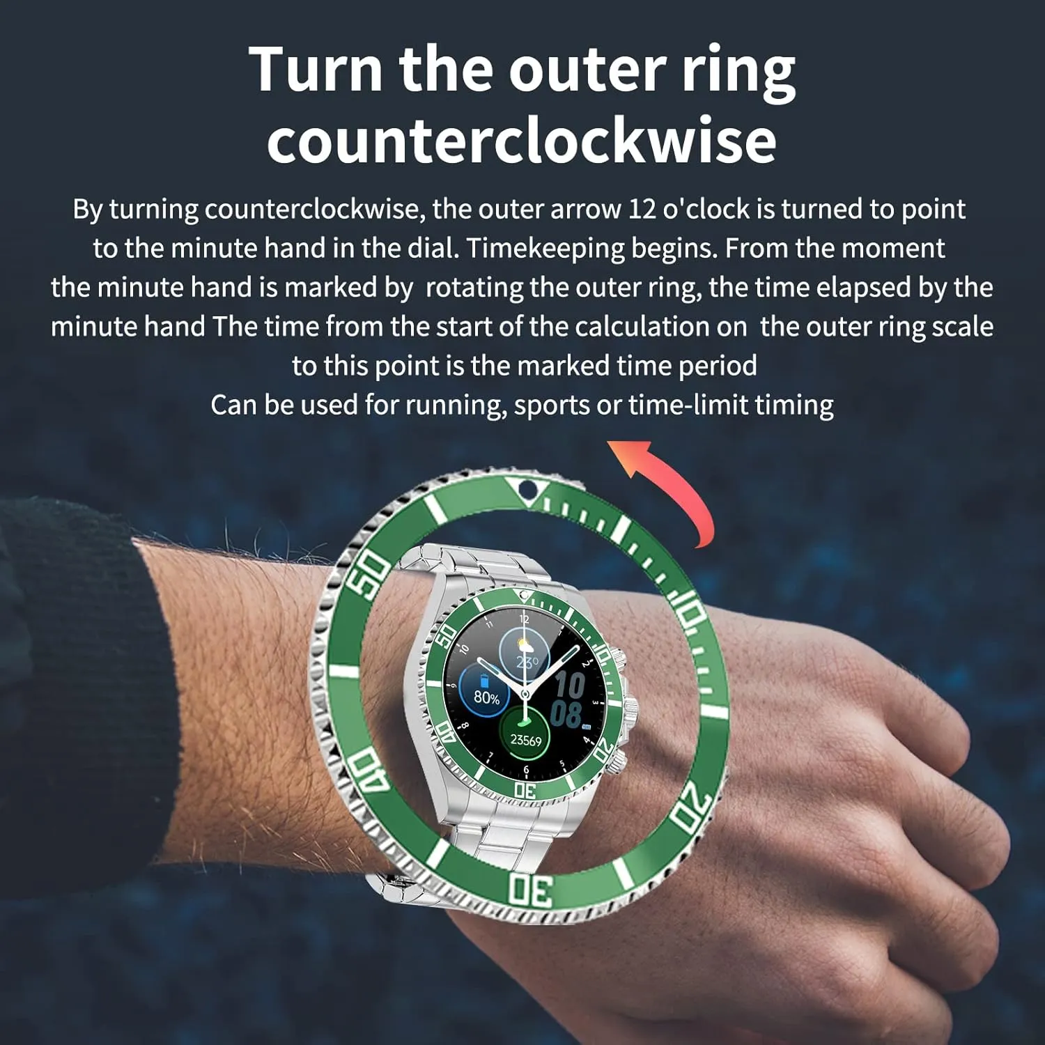 Stainless Steel Fitness Watch Men Smart Watches for Men (Green) Smart Watch for Android Phones Answer Make Calls SMS Reminder ploy cease rectangle Smartwatch Compatible iPhone Bluetooth 