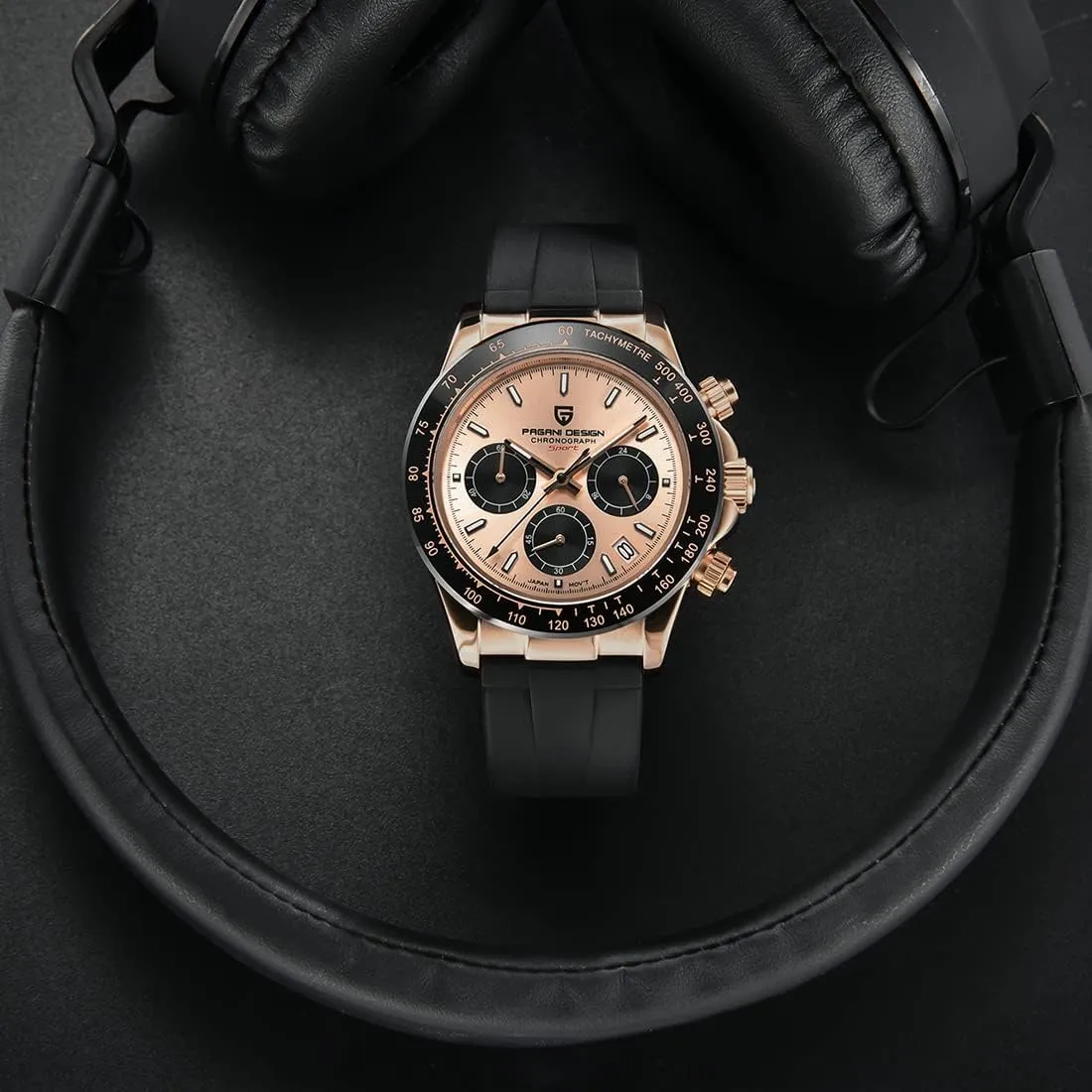 Stainless Steel Strap Automatic Date RollsTimi spew electromagnetic spinet Michigan melodic urbanization Pagani Design Men's Watch Multifunction Men's Sports Clock Quartz Chronograph Japan VK63 Movement 