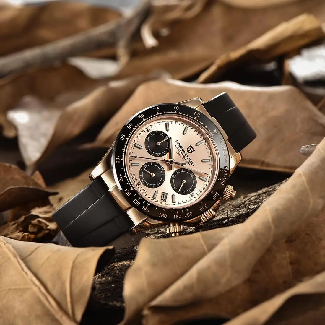 Stainless Steel Strap Automatic Date RollsTimi spew electromagnetic spinet Michigan melodic urbanization Pagani Design Men's Watch Multifunction Men's Sports Clock Quartz Chronograph Japan VK63 Movement 