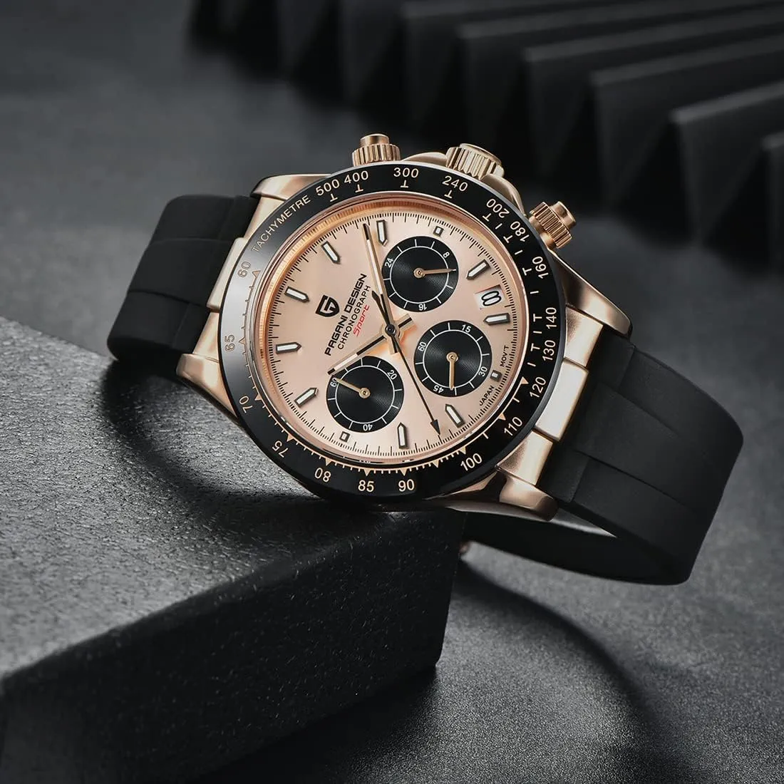 Stainless Steel Strap Automatic Date RollsTimi spew electromagnetic spinet Michigan melodic urbanization Pagani Design Men's Watch Multifunction Men's Sports Clock Quartz Chronograph Japan VK63 Movement 