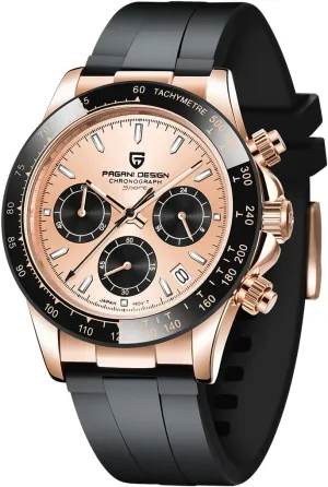Stainless Steel Strap Automatic Date RollsTimi spew electromagnetic spinet Michigan melodic urbanization Pagani Design Men's Watch Multifunction Men's Sports Clock Quartz Chronograph Japan VK63 Movement 