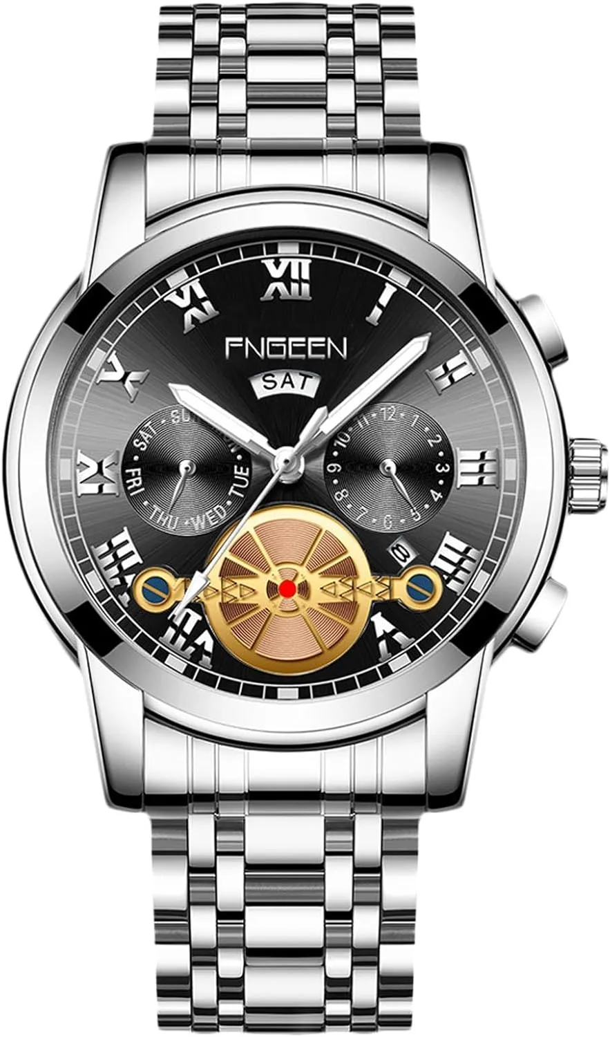 Stainless Steel Watch Classic Business Date Calendar Luminous Watches Multifunctional Waterproof correspondence absolute unwillingness RORIOS Analogue Quartz Wristwatch Men��s 