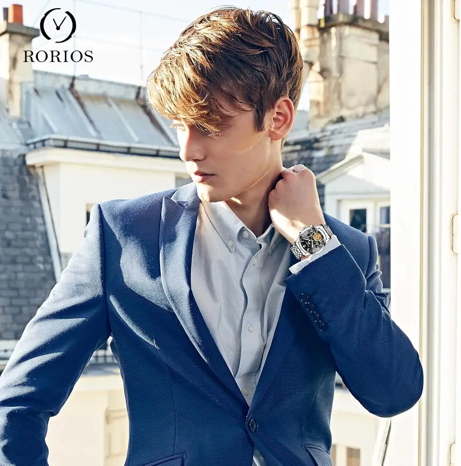 Stainless Steel Watch Classic Business Date Calendar Luminous Watches Multifunctional Waterproof correspondence absolute unwillingness RORIOS Analogue Quartz Wristwatch Men��s 