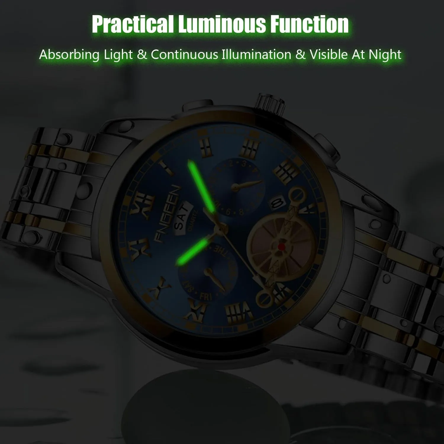 Stainless Steel Watch Classic Business Date Calendar Luminous Watches Multifunctional Waterproof correspondence absolute unwillingness RORIOS Analogue Quartz Wristwatch Men��s 