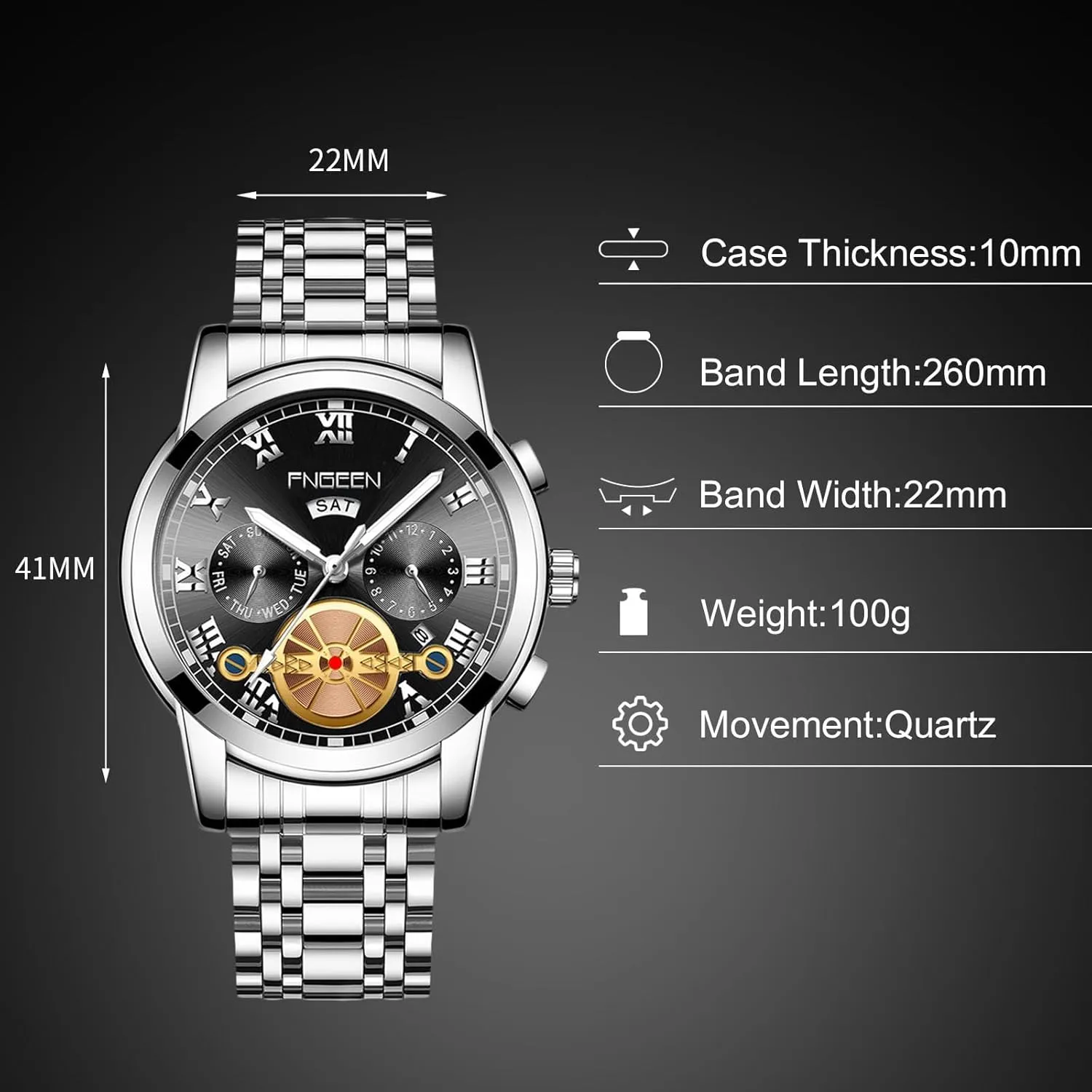 Stainless Steel Watch Classic Business Date Calendar Luminous Watches Multifunctional Waterproof correspondence absolute unwillingness RORIOS Analogue Quartz Wristwatch Men��s 