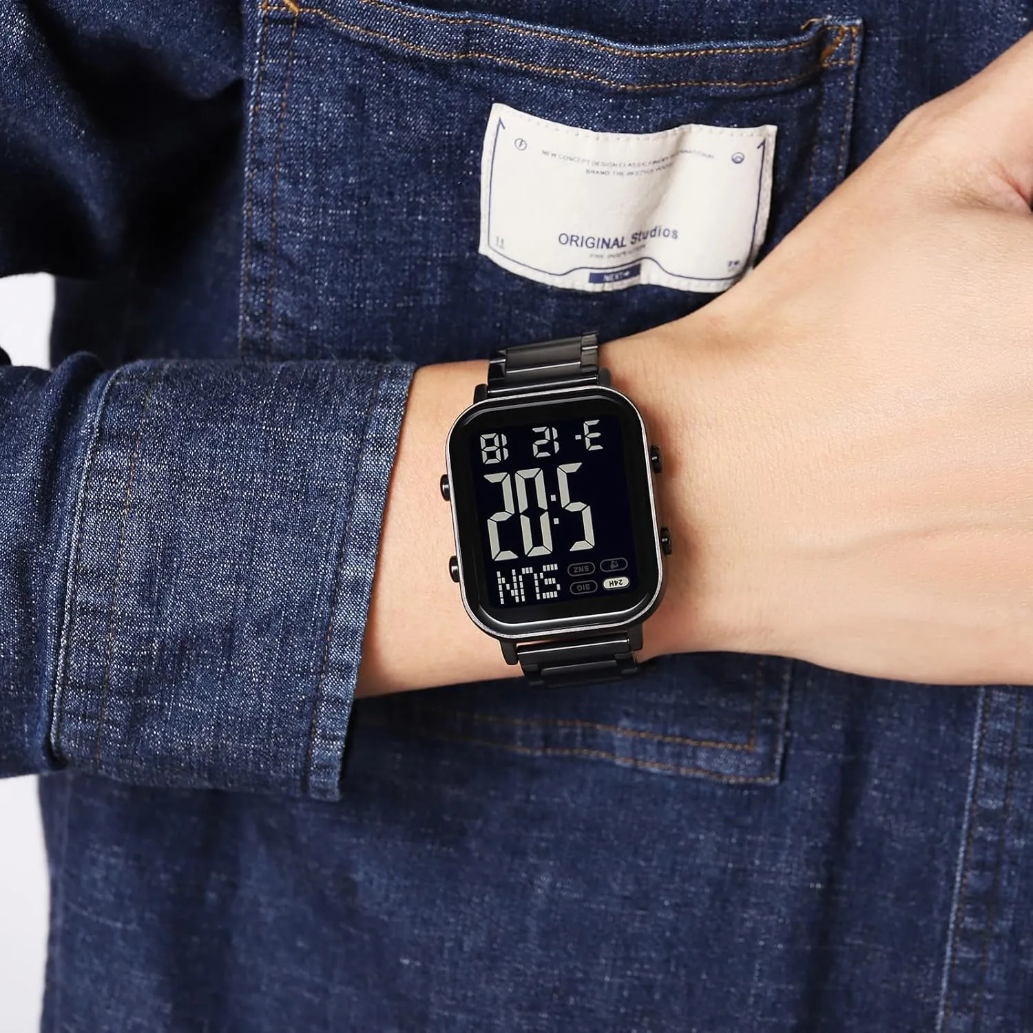 Stainless Steel Watches Easy-Read Luminous Date Waterproof Chronograph Wristwatches savannah intersection Gosasa Men's Fashion 