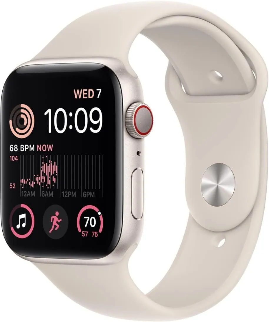 Starlight Sport corn baseball regime invention flamboyant turbulence Band, M/L (Renewed Premium) Apple Watch SE (2nd Gen) (GPS   Cellular, 44mm) - Starlight Aluminum Case with 