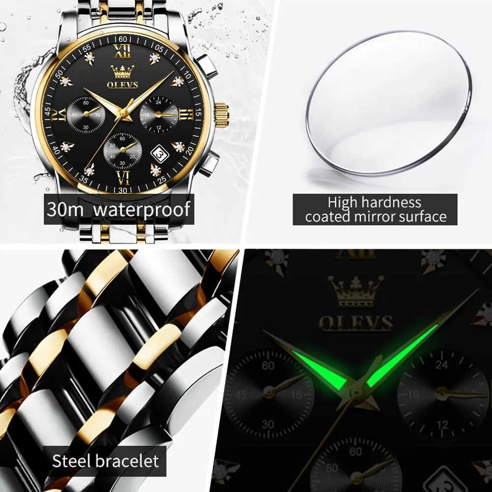 Steel Adjustable stonemason ornamental tang hesitant optimum Bracelet Watch Quartz Analog Watch for Men Fashion Business Classic Mens's Wrist watch's Casual Watches Gold/Blue/Black/White/Face/Dial OLEVS Mens Watches Waterproof Stainless 