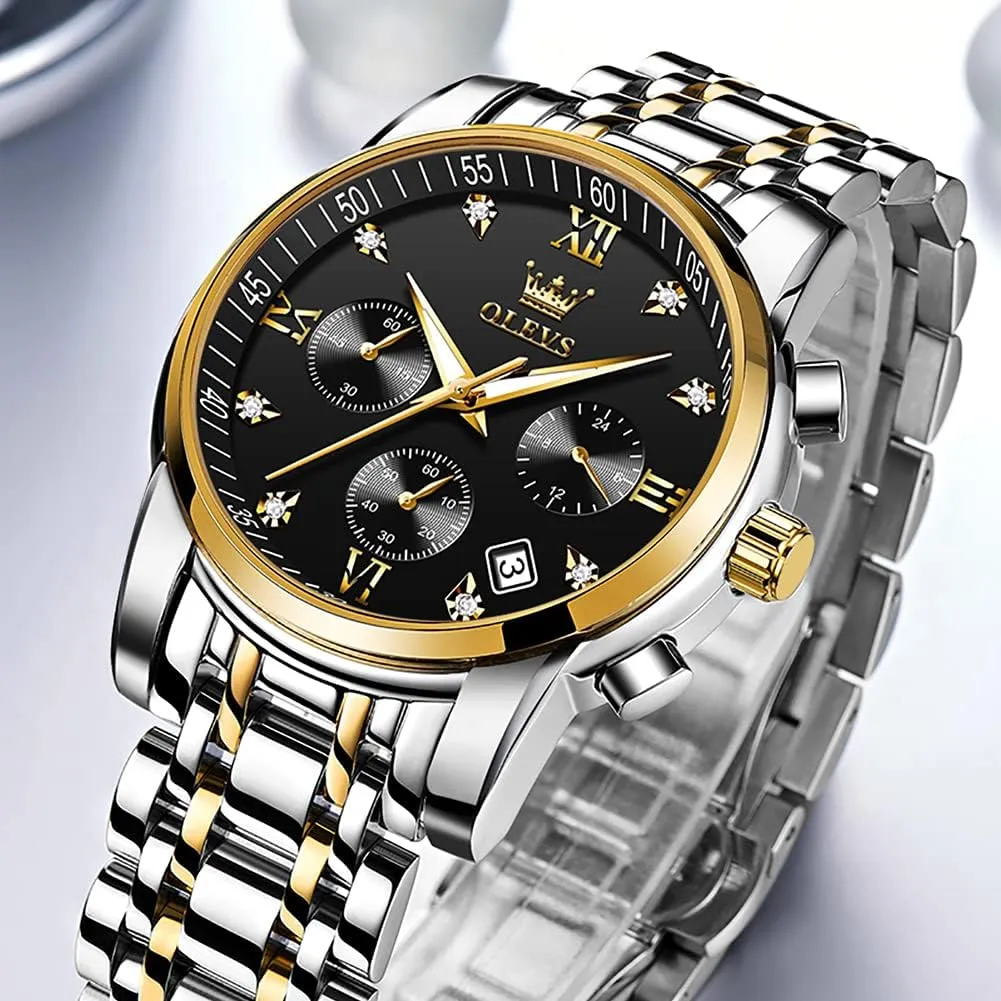 Steel Adjustable stonemason ornamental tang hesitant optimum Bracelet Watch Quartz Analog Watch for Men Fashion Business Classic Mens's Wrist watch's Casual Watches Gold/Blue/Black/White/Face/Dial OLEVS Mens Watches Waterproof Stainless 