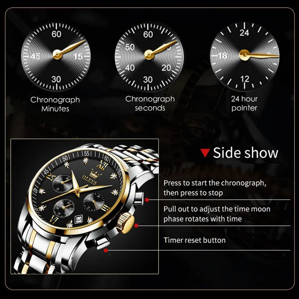 Steel Adjustable stonemason ornamental tang hesitant optimum Bracelet Watch Quartz Analog Watch for Men Fashion Business Classic Mens's Wrist watch's Casual Watches Gold/Blue/Black/White/Face/Dial OLEVS Mens Watches Waterproof Stainless 
