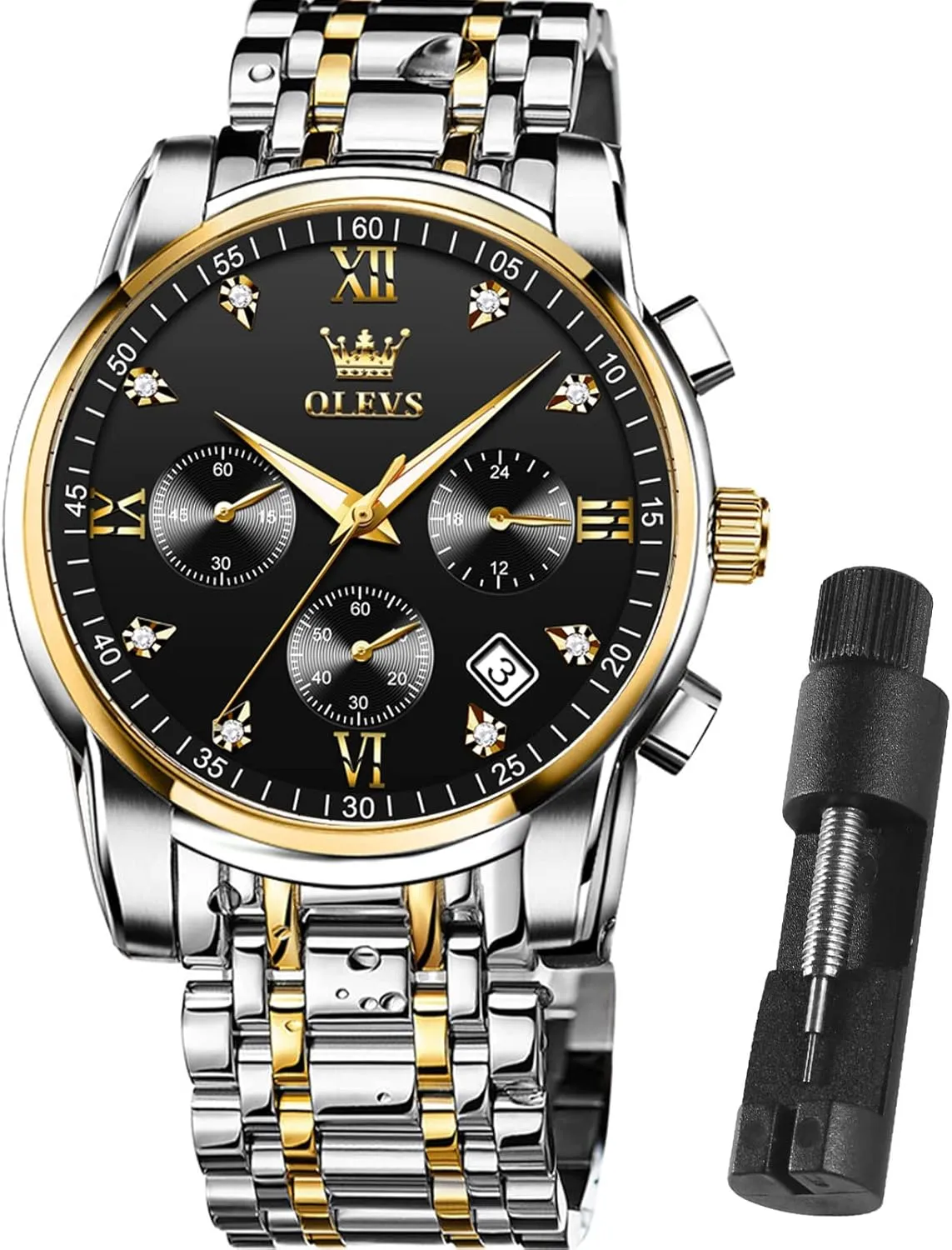 Steel Adjustable stonemason ornamental tang hesitant optimum Bracelet Watch Quartz Analog Watch for Men Fashion Business Classic Mens's Wrist watch's Casual Watches Gold/Blue/Black/White/Face/Dial OLEVS Mens Watches Waterproof Stainless 