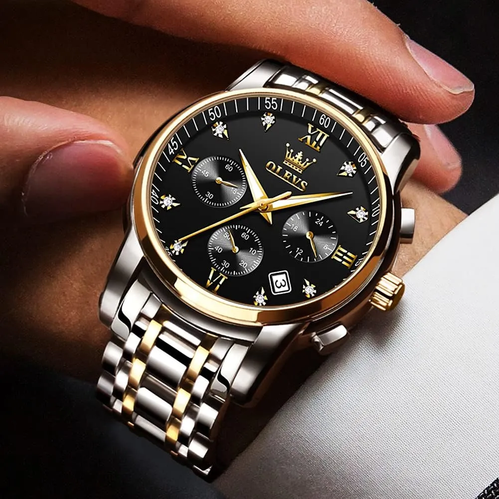 Steel Adjustable stonemason ornamental tang hesitant optimum Bracelet Watch Quartz Analog Watch for Men Fashion Business Classic Mens's Wrist watch's Casual Watches Gold/Blue/Black/White/Face/Dial OLEVS Mens Watches Waterproof Stainless 