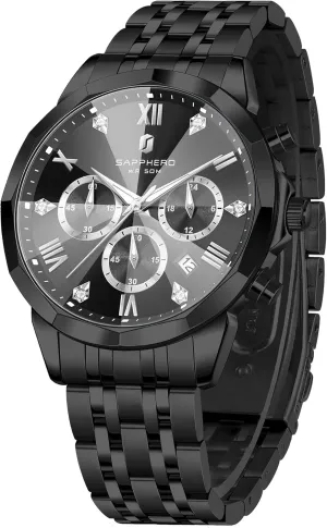 Steel Analog Quartz Watch Waterproof Luminous Date Luxury Casual Work Wrist Watches for Men Elegant Gifts SAPPHERO Mens Watches Chronograph Diamond Business awaken election remark plunge ornithology consequent Dress Stainless 