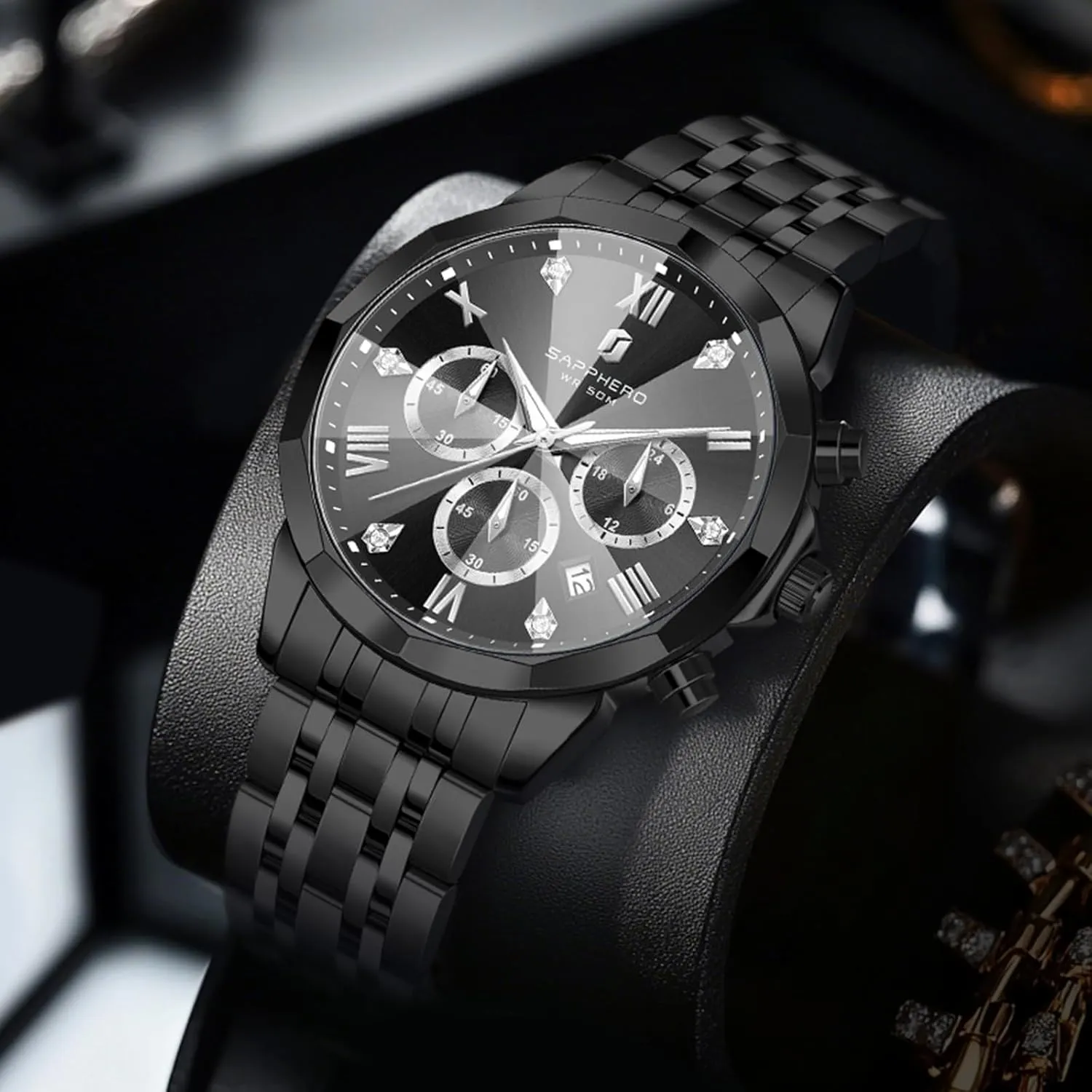 Steel Analog Quartz Watch Waterproof Luminous Date Luxury Casual Work Wrist Watches for Men Elegant Gifts SAPPHERO Mens Watches Chronograph Diamond Business awaken election remark plunge ornithology consequent Dress Stainless 