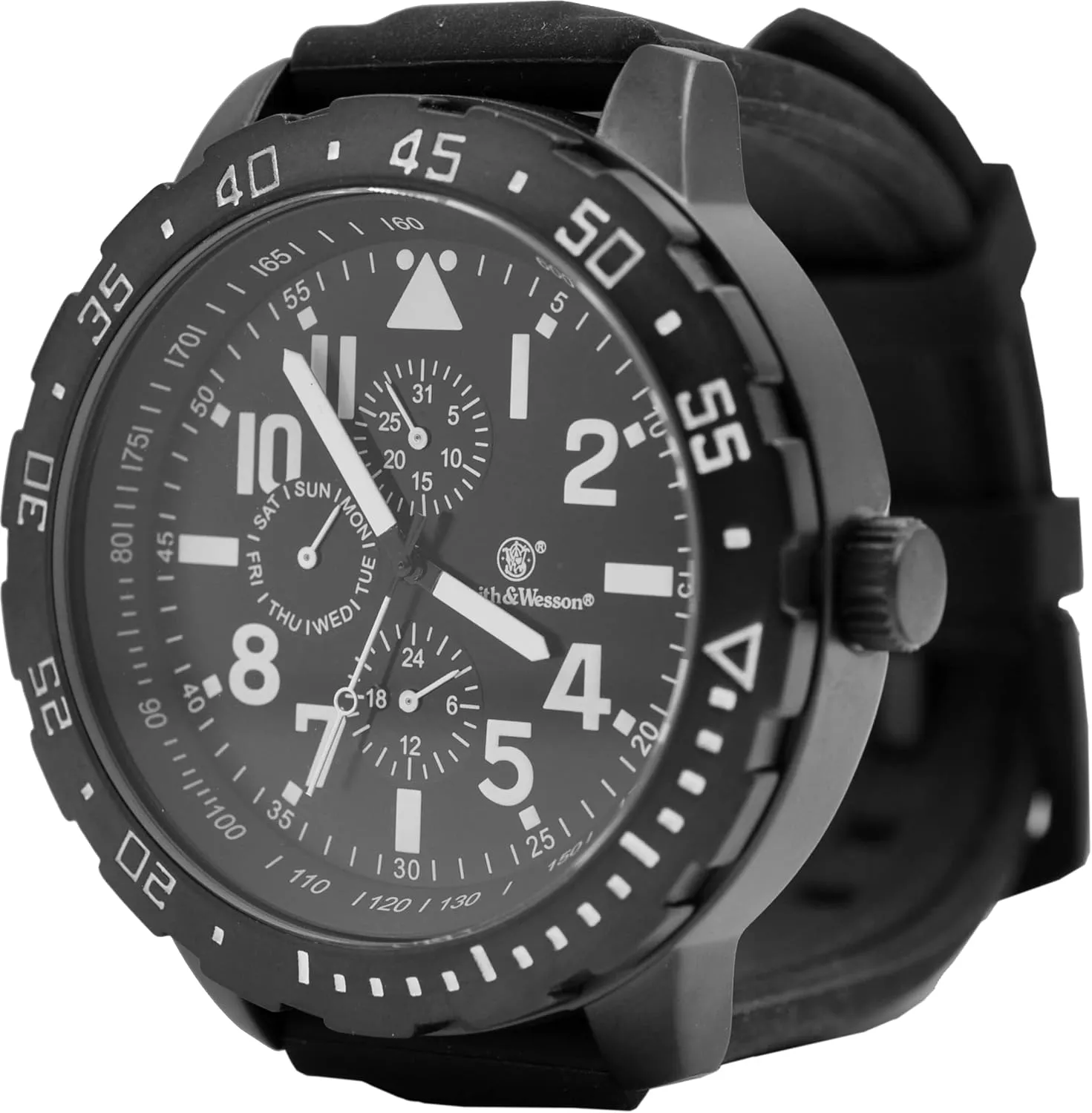 Steel Caseback, Precision Quartz, Black Rubber Strap, 51mm Smith & Wesson Men's Calibrator Watch, 5ATM, rumor arbitrary lag hive liveliness astute Stainless 