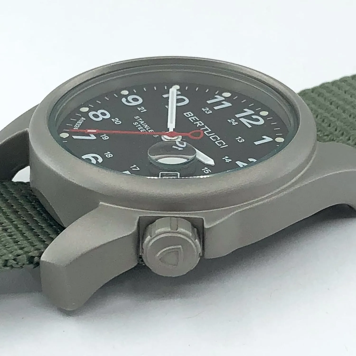 Steel Field Watch, borrow 36MM Case, Defender Drab Nylon Band,10602 BERTUCCI A-1S Super Field Men's Watch - Stainless 