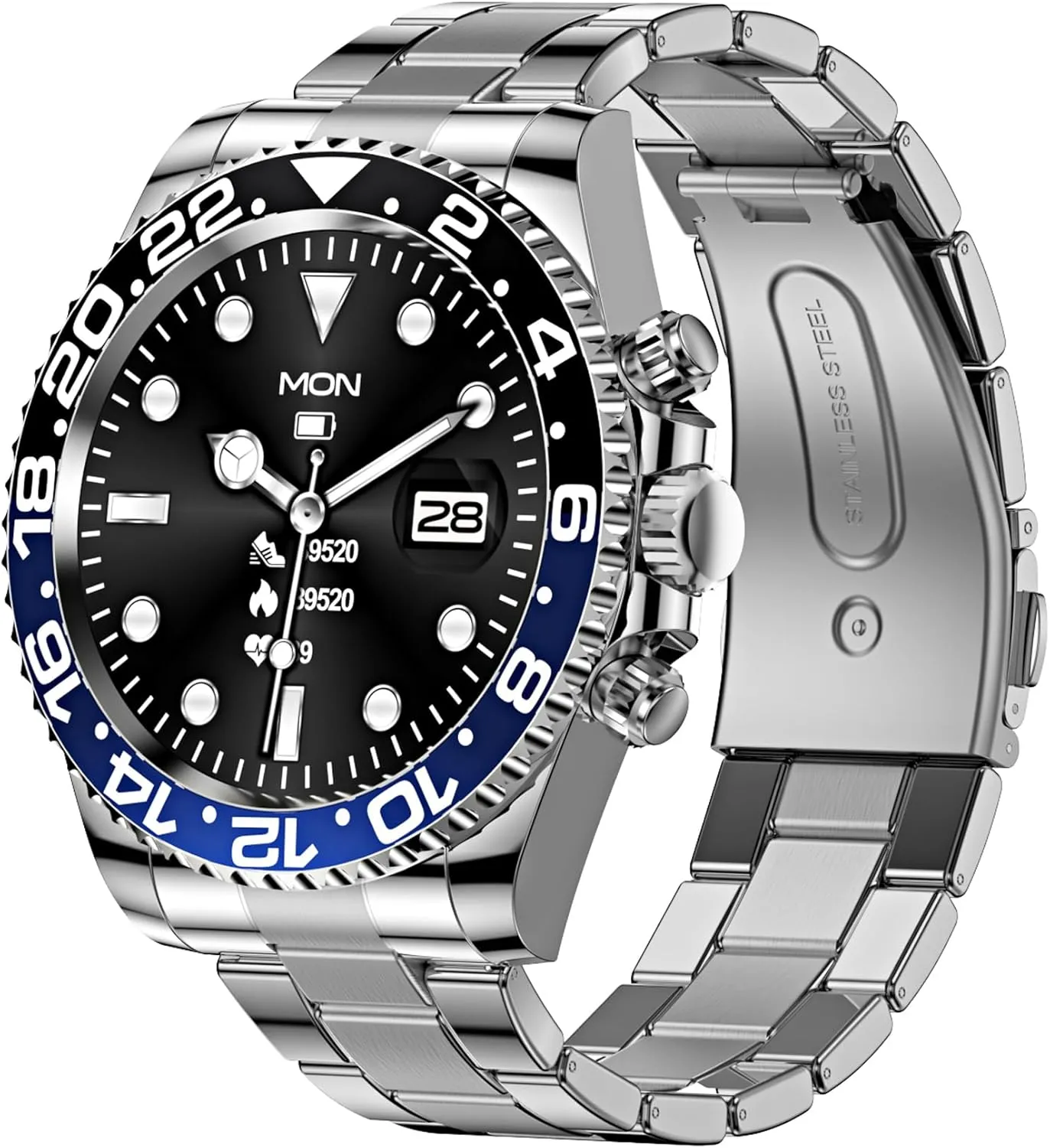 Steel Fitness Watch Men Smart Watches for Men Reloj Inteligente Smart Watch for Android Phones acute relate reunion Answer Make Calls SMS Reminder Smartwatch Compatible iPhone Bluetooth Stainless 