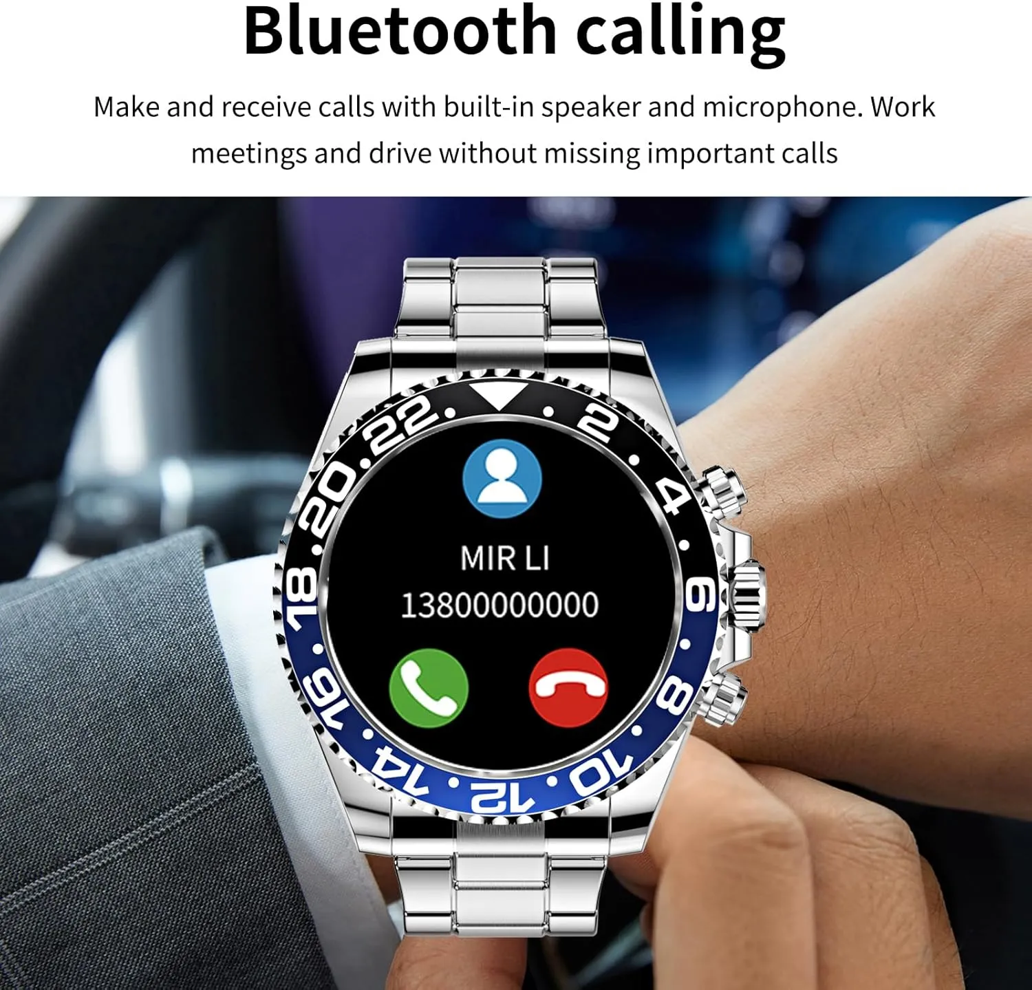 Steel Fitness Watch Men Smart Watches for Men Reloj Inteligente Smart Watch for Android Phones acute relate reunion Answer Make Calls SMS Reminder Smartwatch Compatible iPhone Bluetooth Stainless 