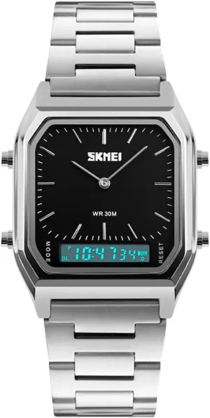 Steel LED Digital Quartz Watches Chronograph Waterproof sale Sport Watches MASTOP Men's Dual Display Stainless 