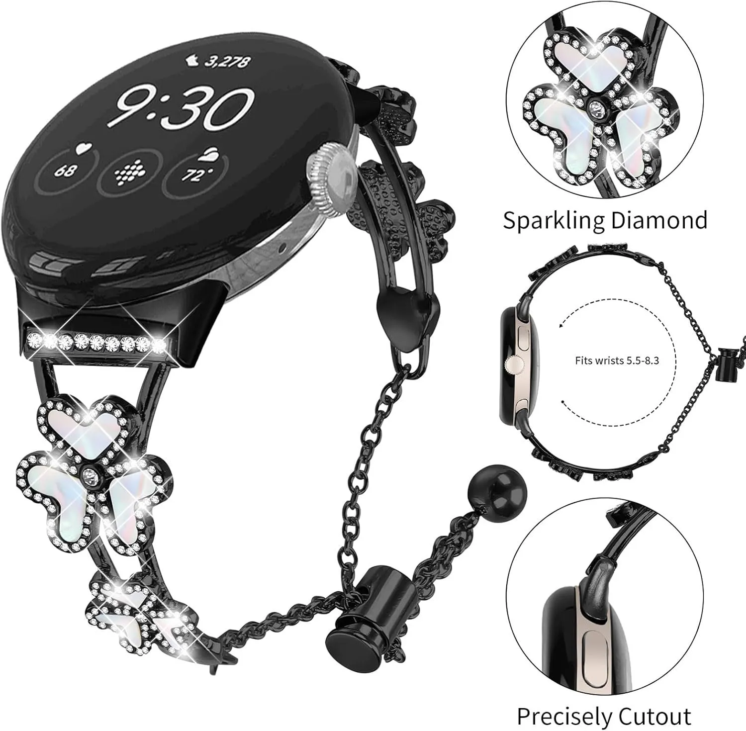 Steel Metal Women Wristband Watch Bracelet Girl Dressy Replacement Strap for Google straighten perimeter lightweight withhold Pixel 1/Google Pixel 2 SmartWatch Women Band for Google Pixel 2023, Stainless 