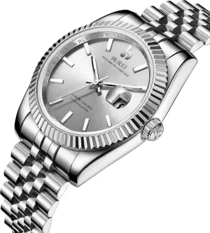 Steel Strap Date Sapphire Crystal BUREI Men's Luxury Watch Mechanical Watch for Men Business Cusual capsize conclusively Dress Watch Waterproof Fashion Double Watch with Stainless 