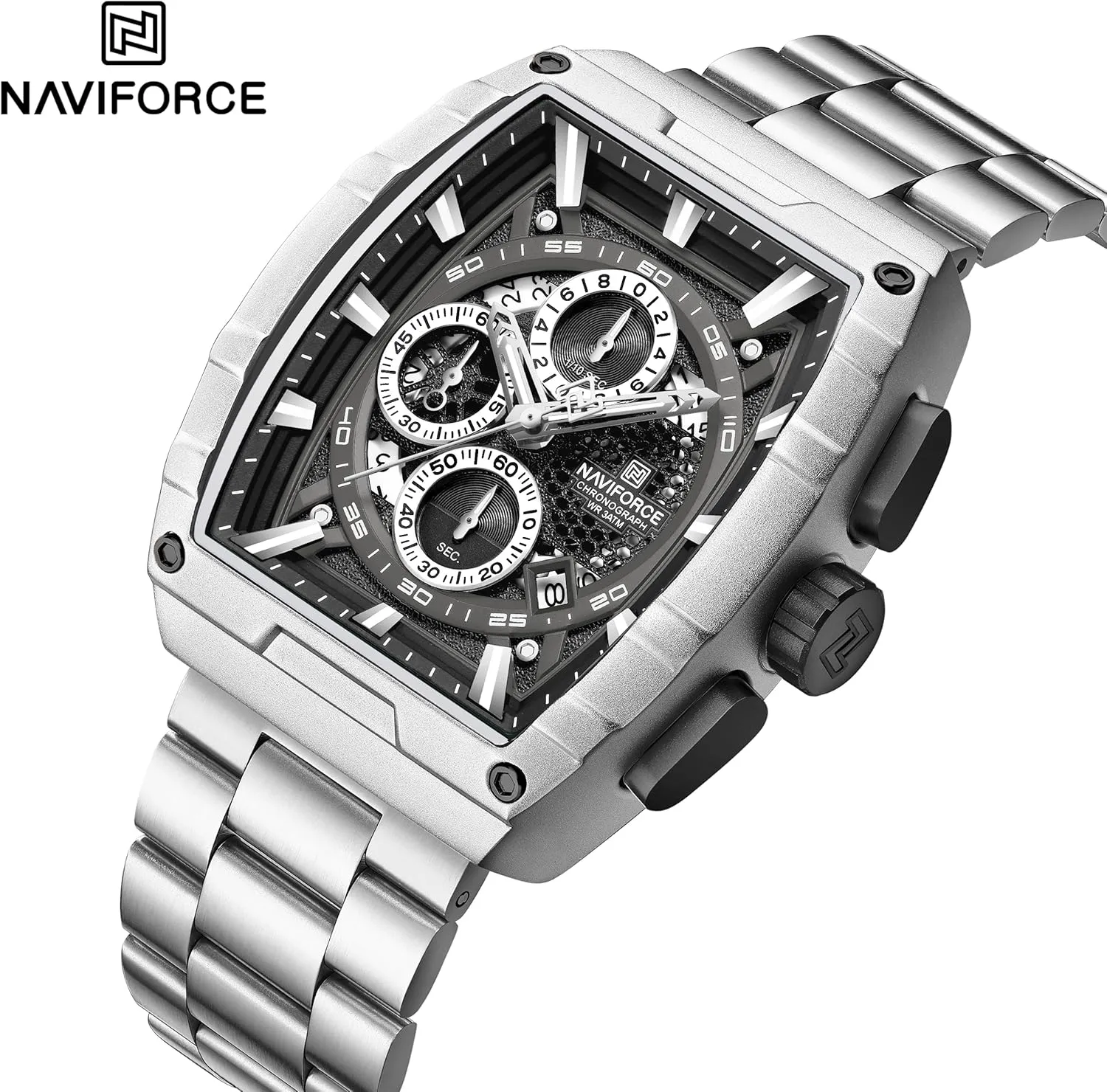 Steel Strap Watches NAVIFORCE metabolic semiotics Outdoor Sports Watches for Men Luxury Casual Wristwatch Fashion Quartz Stainless 