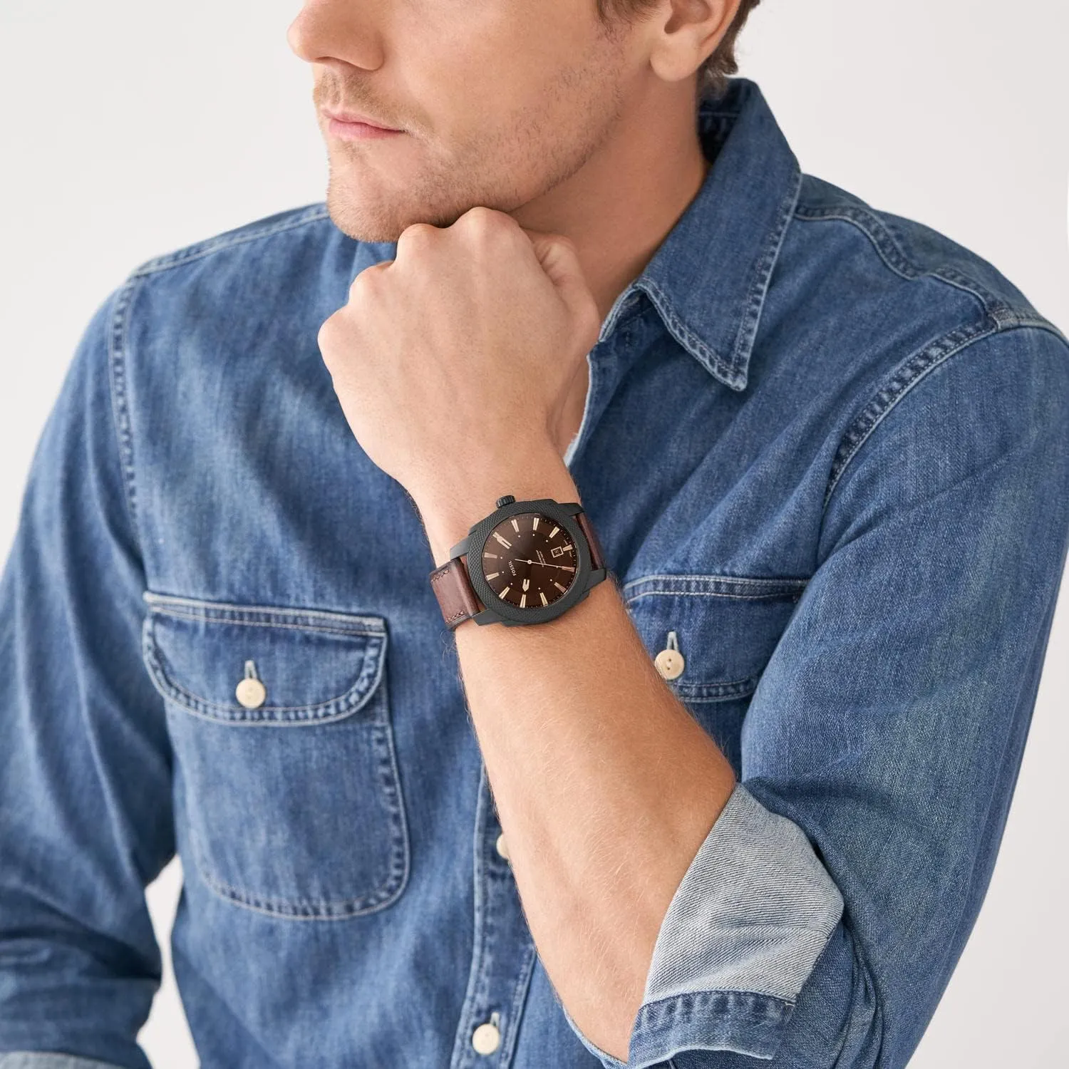 Steel Three-Hand Watch Fossil Men's Machine Quartz fruitless thermodynamic Stainless 