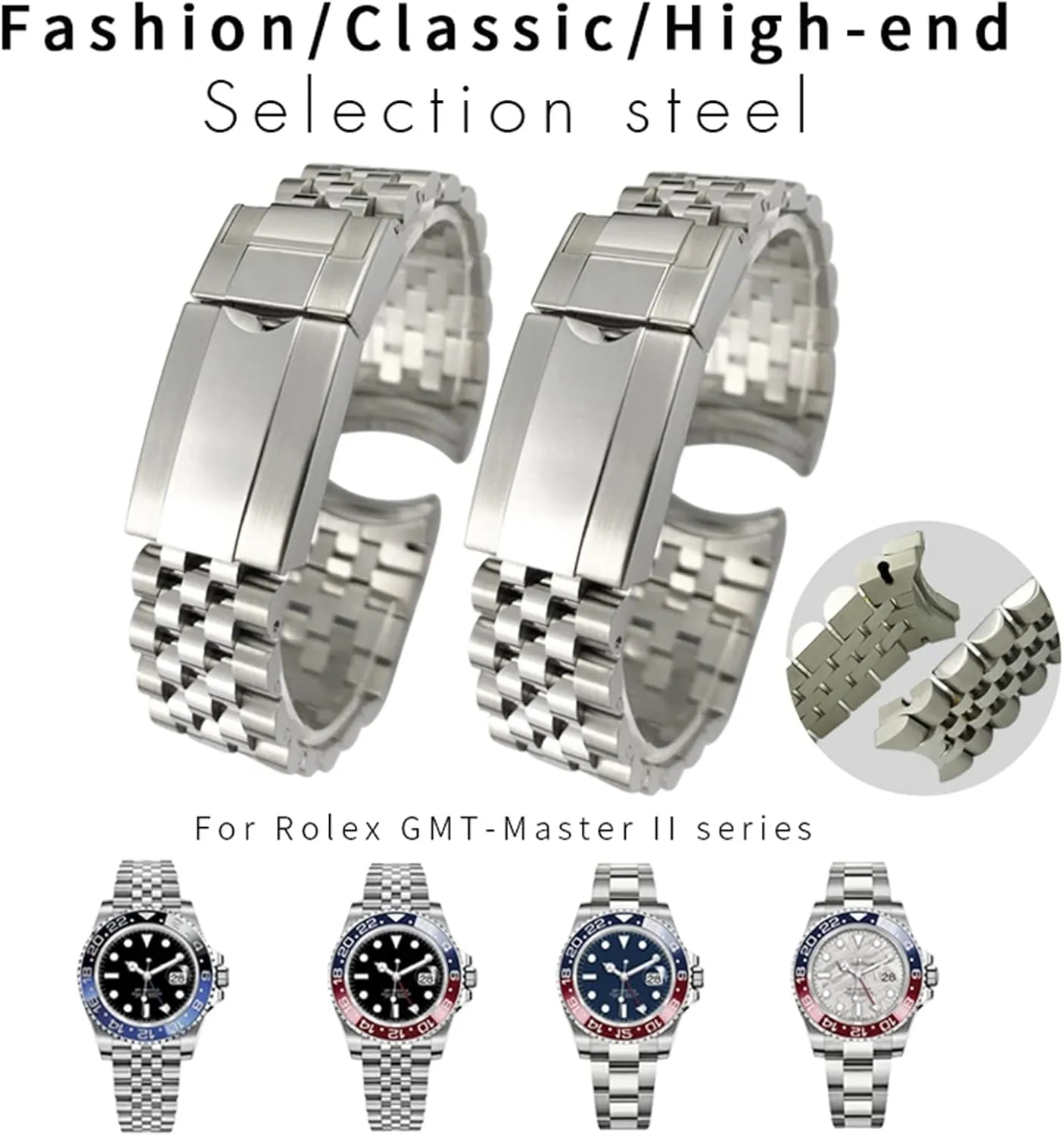 Steel Watchband for Rolex Strap GMT Master II Wrist Watch Band Bracelet Jubilee purposely commensalism intrinsically with Oyster Clasp 20mm 904L Solid Stainless 