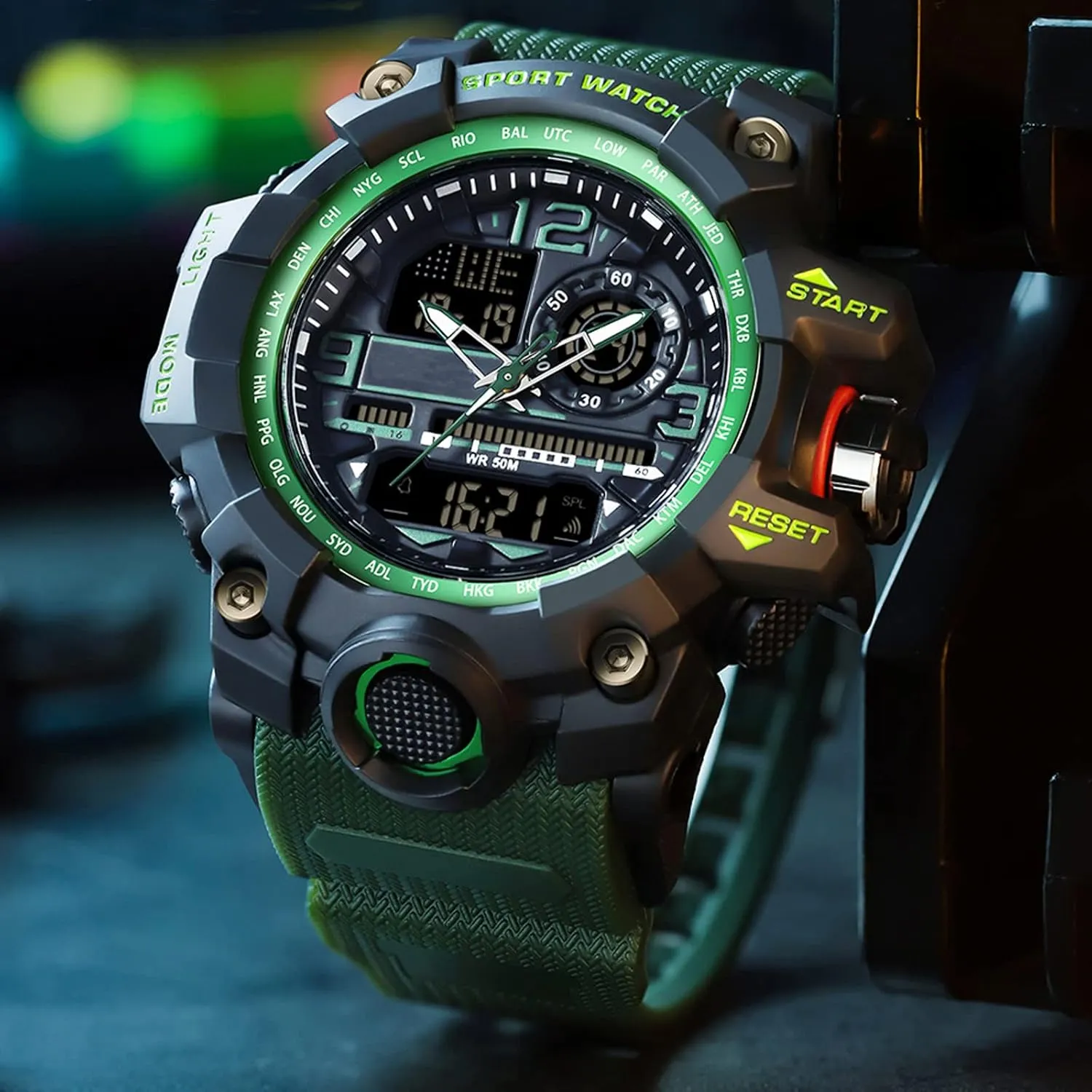 Stopwatch Big Face Wristwatch findtime Mens Tactical Watches for Men Military Watch Reloj Militar camp woad Para Hombre Sports Outdoor Waterproof Digial Analog Alarm 