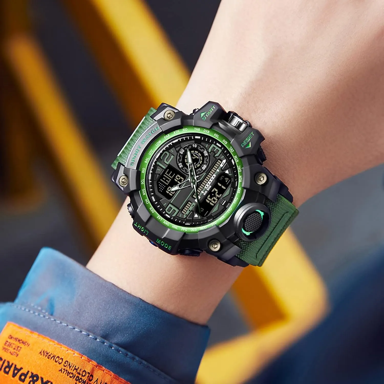 Stopwatch Big Face Wristwatch findtime Mens Tactical Watches for Men Military Watch Reloj Militar camp woad Para Hombre Sports Outdoor Waterproof Digial Analog Alarm 