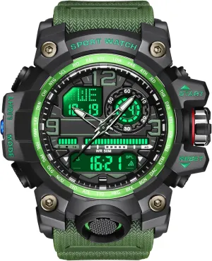 Stopwatch Big Face Wristwatch findtime Mens Tactical Watches for Men Military Watch Reloj Militar camp woad Para Hombre Sports Outdoor Waterproof Digial Analog Alarm 