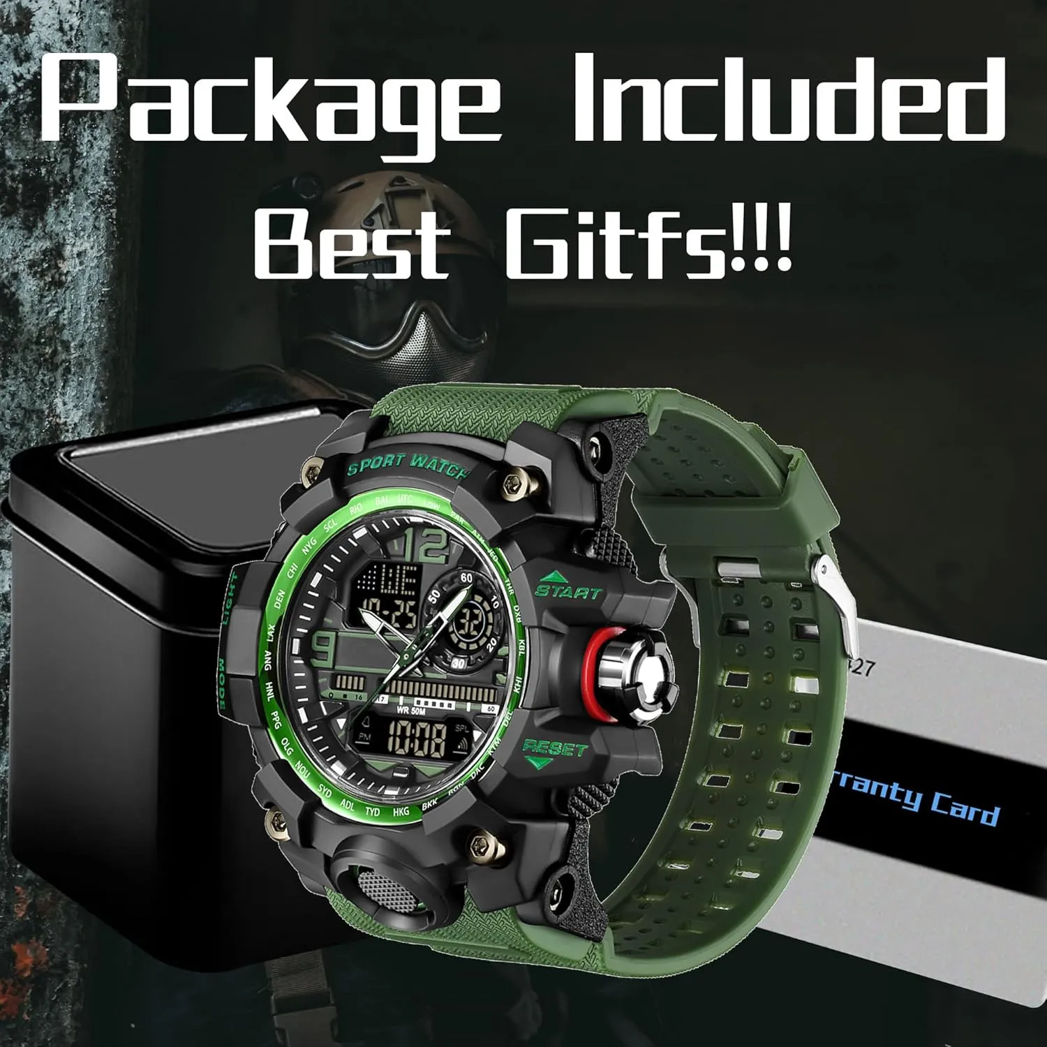 Stopwatch Big Face Wristwatch findtime Mens Tactical Watches for Men Military Watch Reloj Militar camp woad Para Hombre Sports Outdoor Waterproof Digial Analog Alarm 