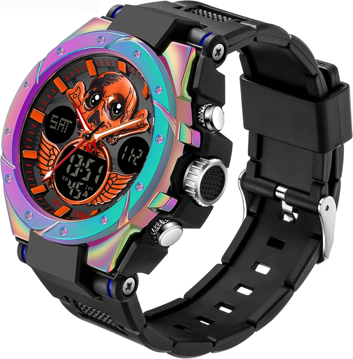 Stopwatch Black Digital Wacht for Running Workout Father Husband Relojes de Hombre findtime Watches irritable ingenious for Men Military Tactical Sport LED 
