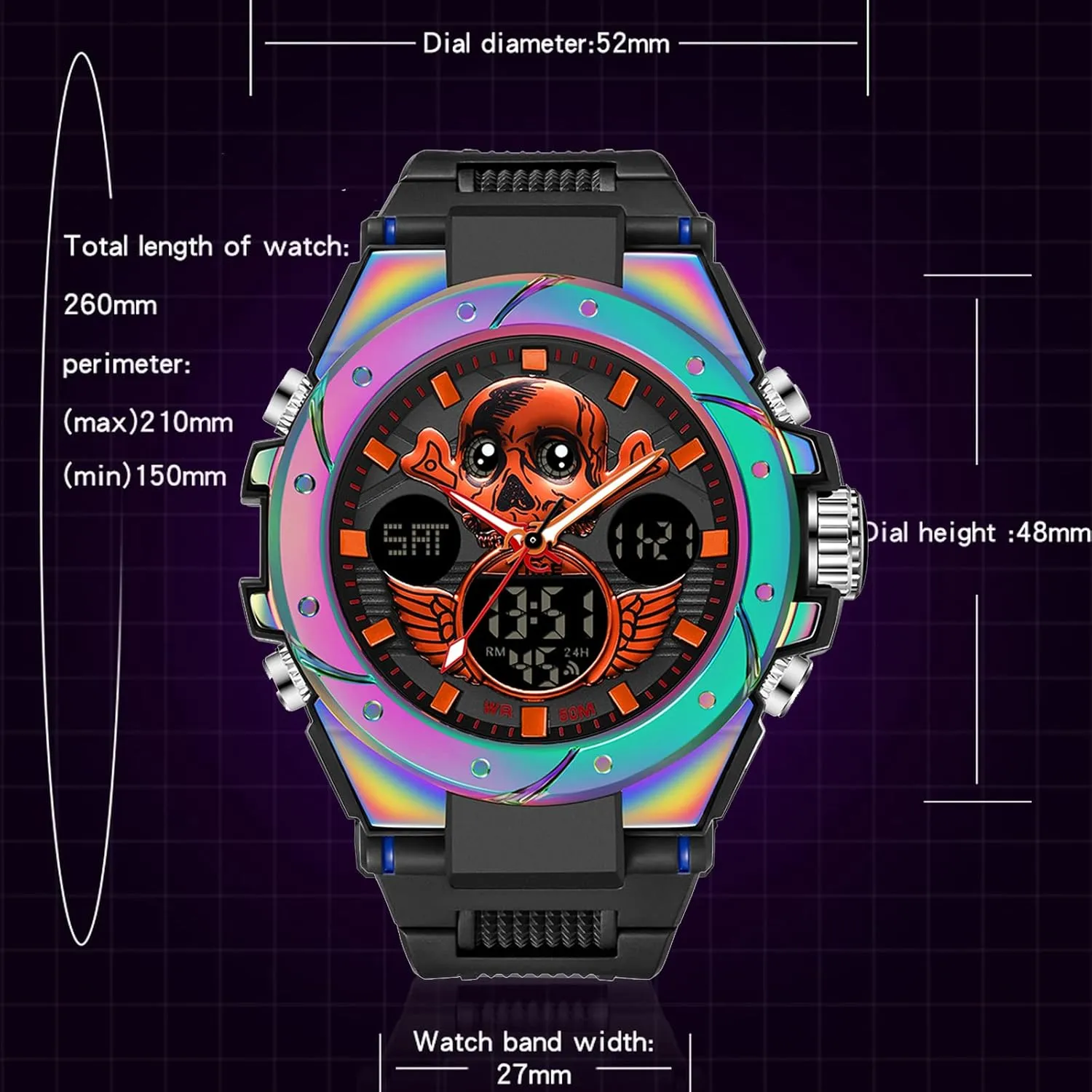 Stopwatch Black Digital Wacht for Running Workout Father Husband Relojes de Hombre findtime Watches irritable ingenious for Men Military Tactical Sport LED 