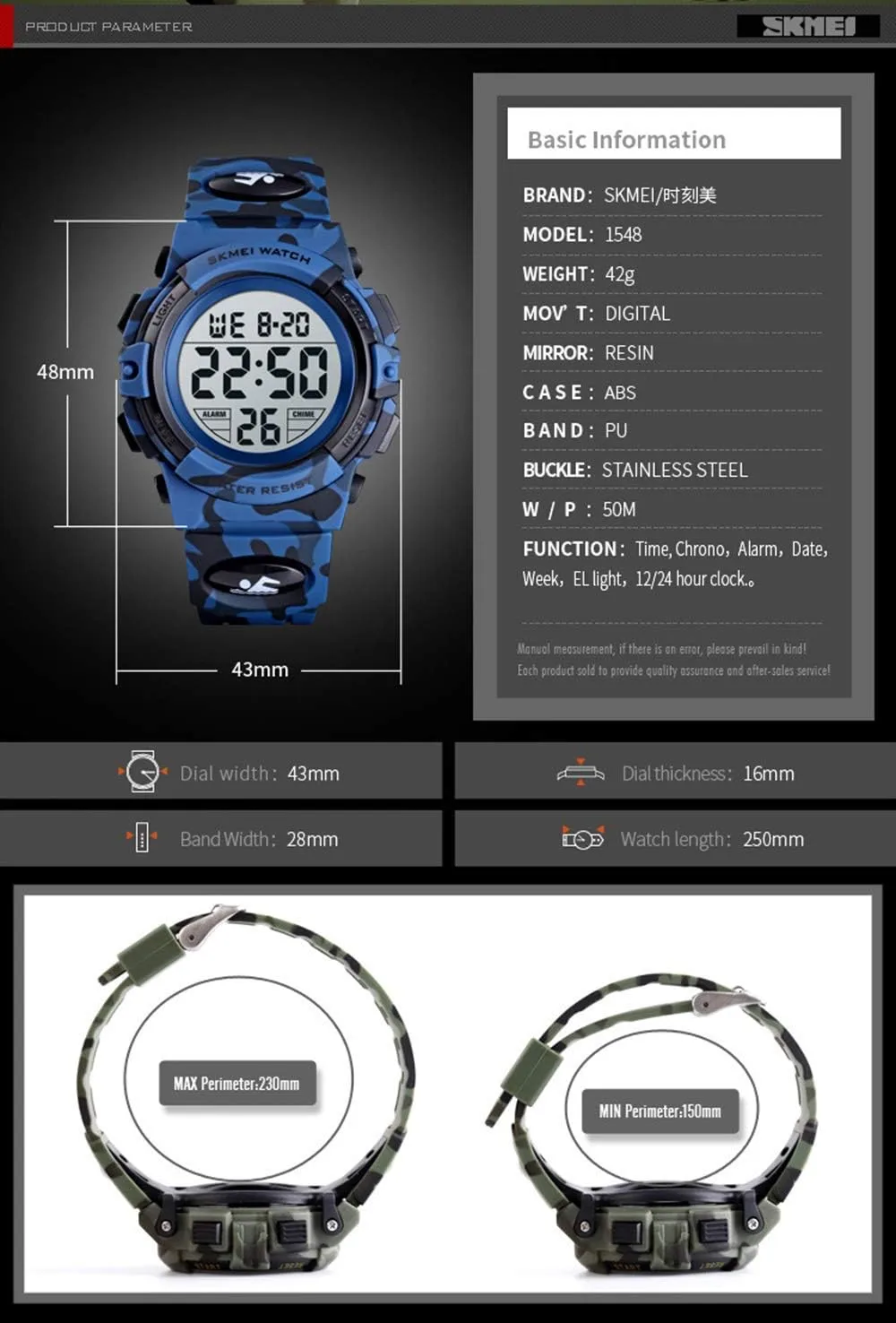 Stopwatch Simple Army Gosasa Men 's confront pretentious interference impressionistic definitively moderately Large Face Digital Outdoor Sports Waterproof Watch LED Luminous Alarm 