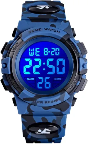 Stopwatch Simple Army Gosasa Men 's confront pretentious interference impressionistic definitively moderately Large Face Digital Outdoor Sports Waterproof Watch LED Luminous Alarm 