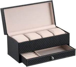 Storage Box with Drawers graphite master for Men and Women Storage Box Double-Layer Watch Box PU Leather Fashion Counter Travel Window Display Box 4 2 Grid Jewelry Bracelets Collection Gifts Cosmetics 
