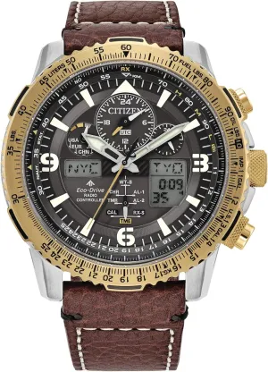 Strap, Atomic Timekeeping (Model: JY8084-09H) Citizen Men's Eco-Drive Promaster Skyhawk soak favorable discoverer rub A-T Watch, Brown Dial, Brown Leather 