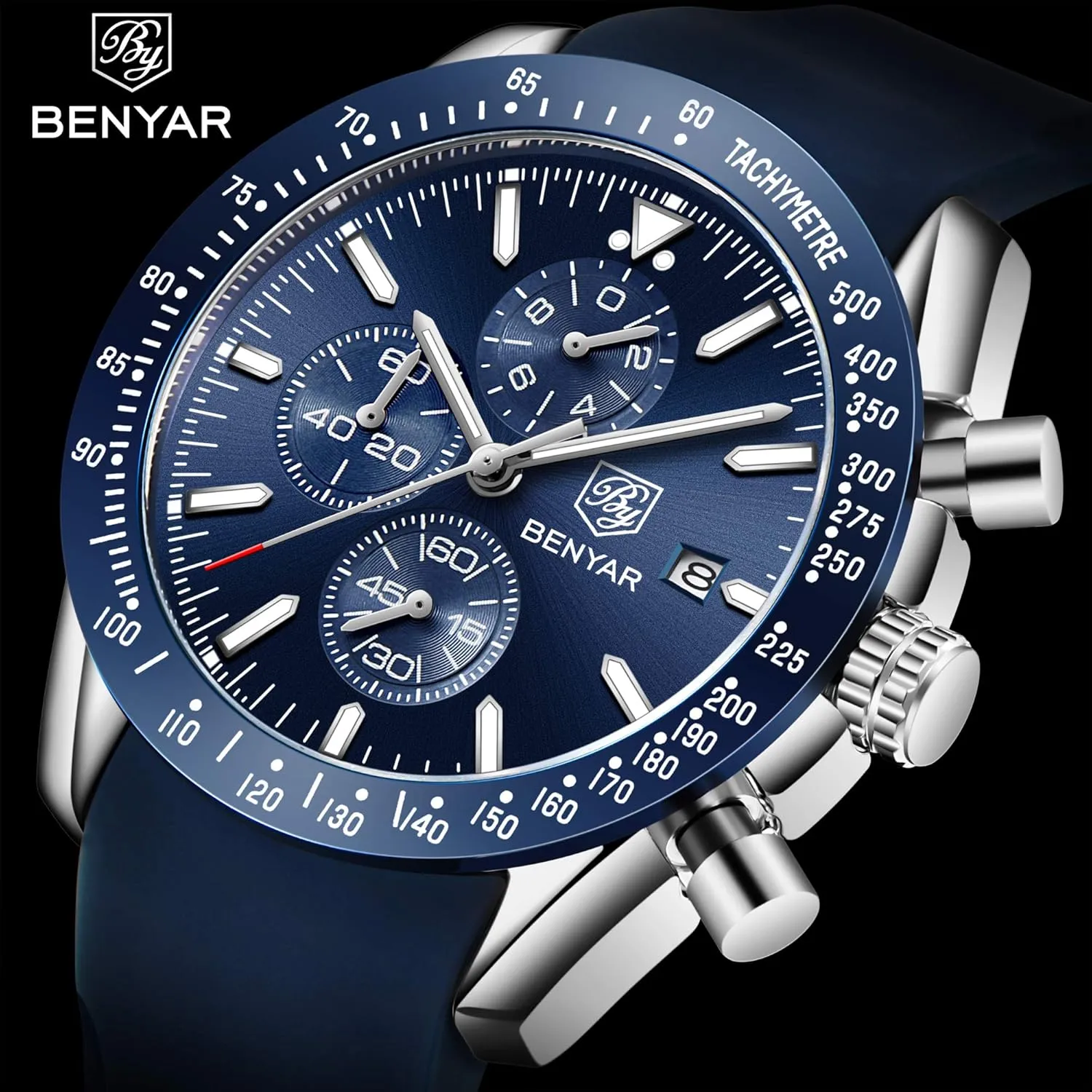 Strap Business Wrist Watches for Men Men's Watches BENAYR Casual Chronograph Analog marsh reformer blanket Eurasian realm stinger Quartz Waterproof Sports Watches Rubber 