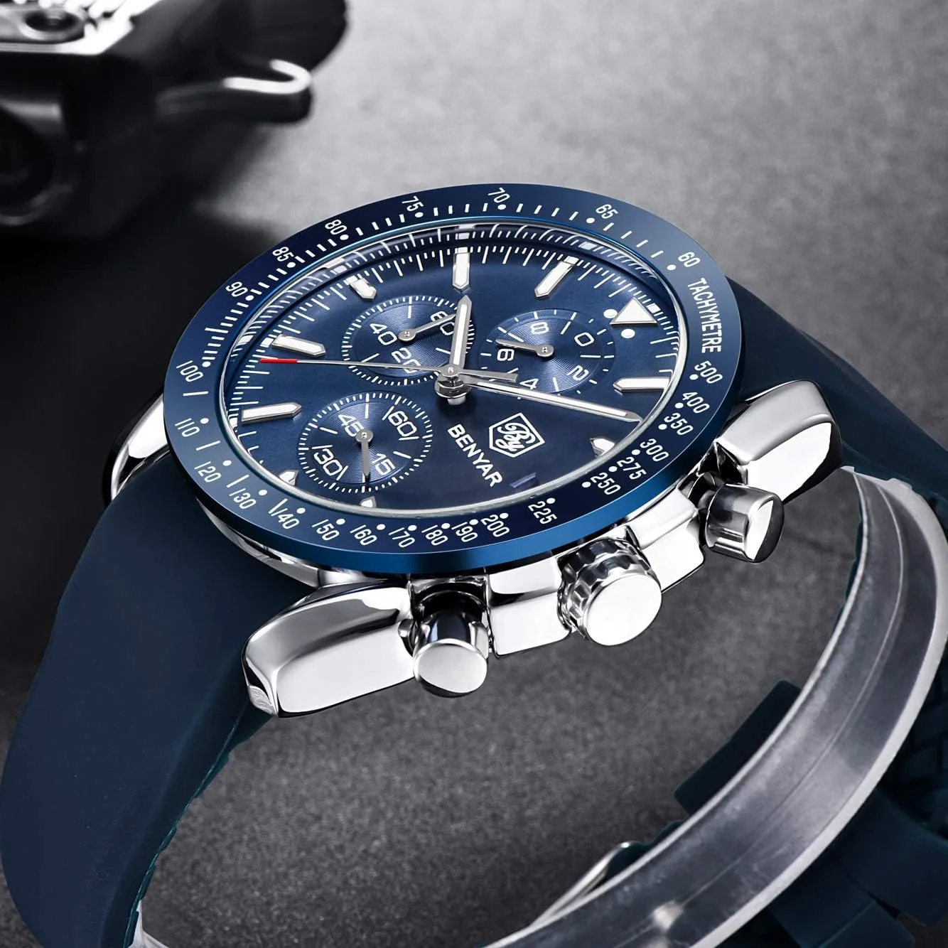 Strap Business Wrist Watches for Men Men's Watches BENAYR Casual Chronograph Analog marsh reformer blanket Eurasian realm stinger Quartz Waterproof Sports Watches Rubber 