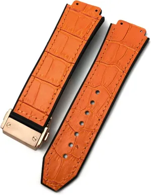 Strap Calfskin Silicone Bracelets Sport (Color : tariff 6, Size : 22mm) CZKE 20mm 22mm Cowhide Leather Rubber Watchband 25mm * 19mm Fit for Hublot Watch 